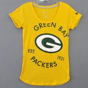 Nike Yellow Green Bay Packers Shirt Classic Short Sleeve Tee Scoop Womens Size S